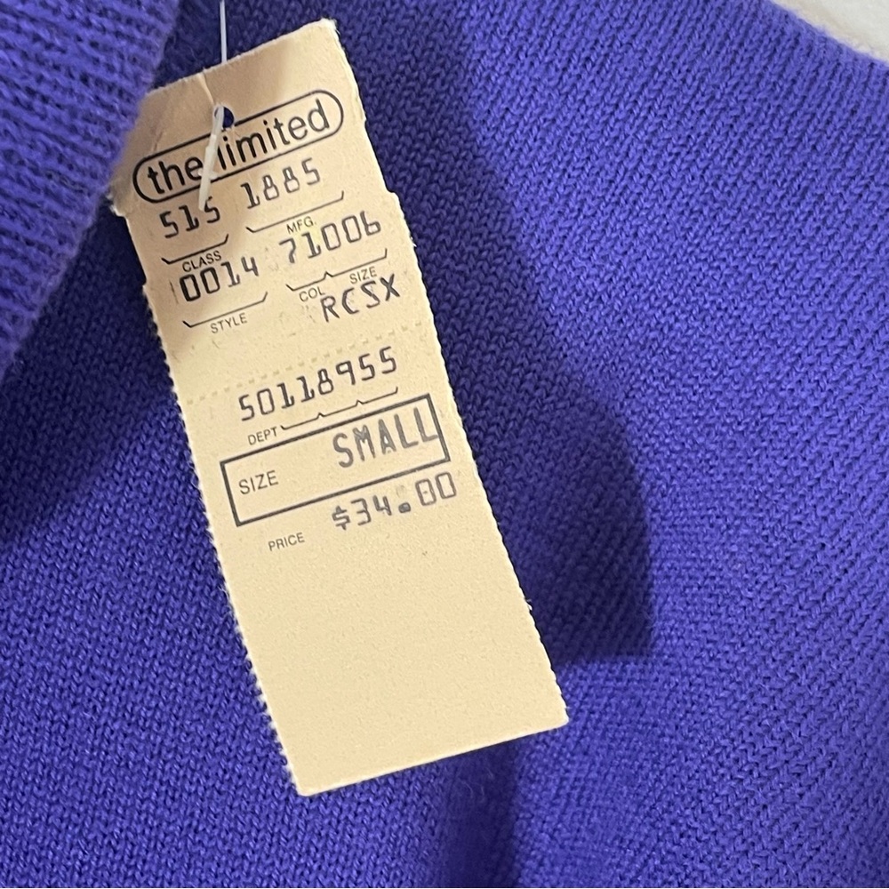 Cassidy for The Limited Vintage 100% Merino Wool Purple Cowl Neck Sweater S  NWT - Picture 3 of 8